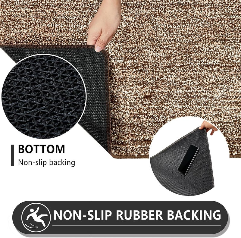 REFETONE Indoor Doormat, Front Door Mat 32"x40" Absorbent Rubber Backing Non Slip Door Mats, Washable Low-Profile Inside Floor Mat Door Rugs for Entryway, Resist Dirt Mud Mat for Dogs, Coffee/Brown - Image 5